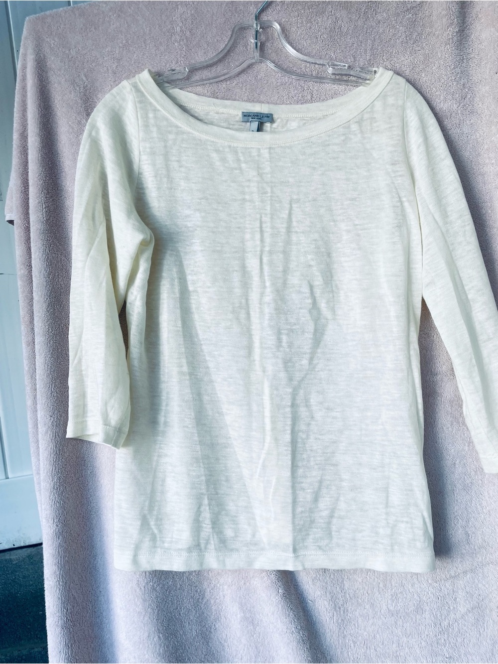 Morgane Le Fay White Long Sleeve Boatneck Tee